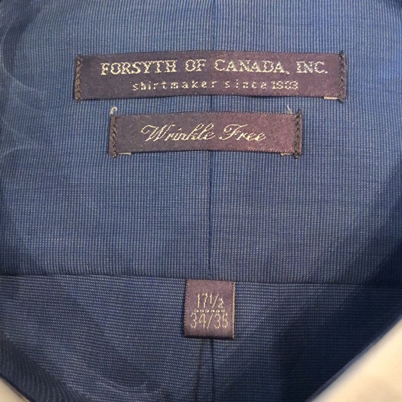 Forsyth of Canada wrinkle free white color blue button down cuff sleeves shirt - Picture 4 of 9